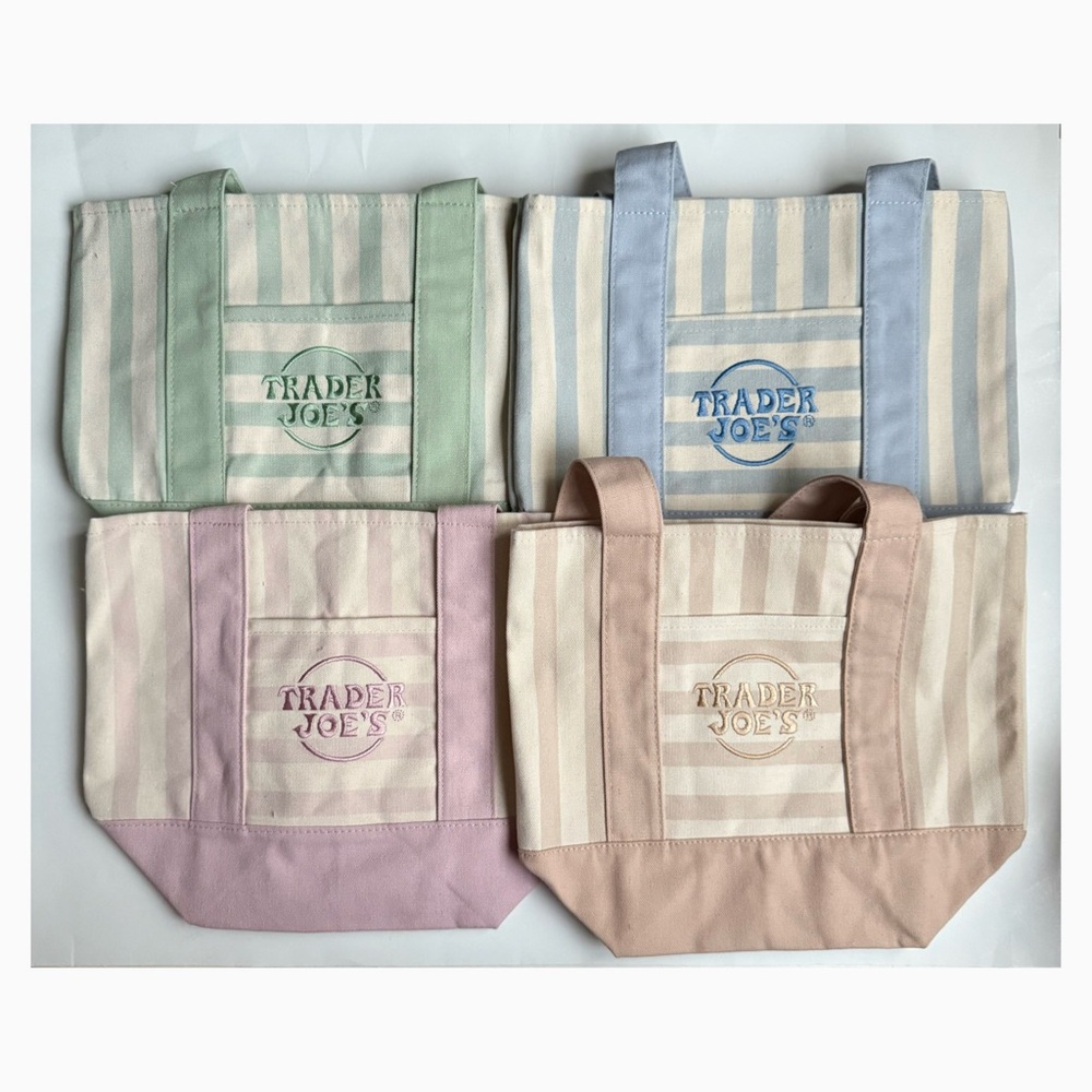 NEW Trader Joe’s Striped Mini Canvas Tote Bags Set of 4